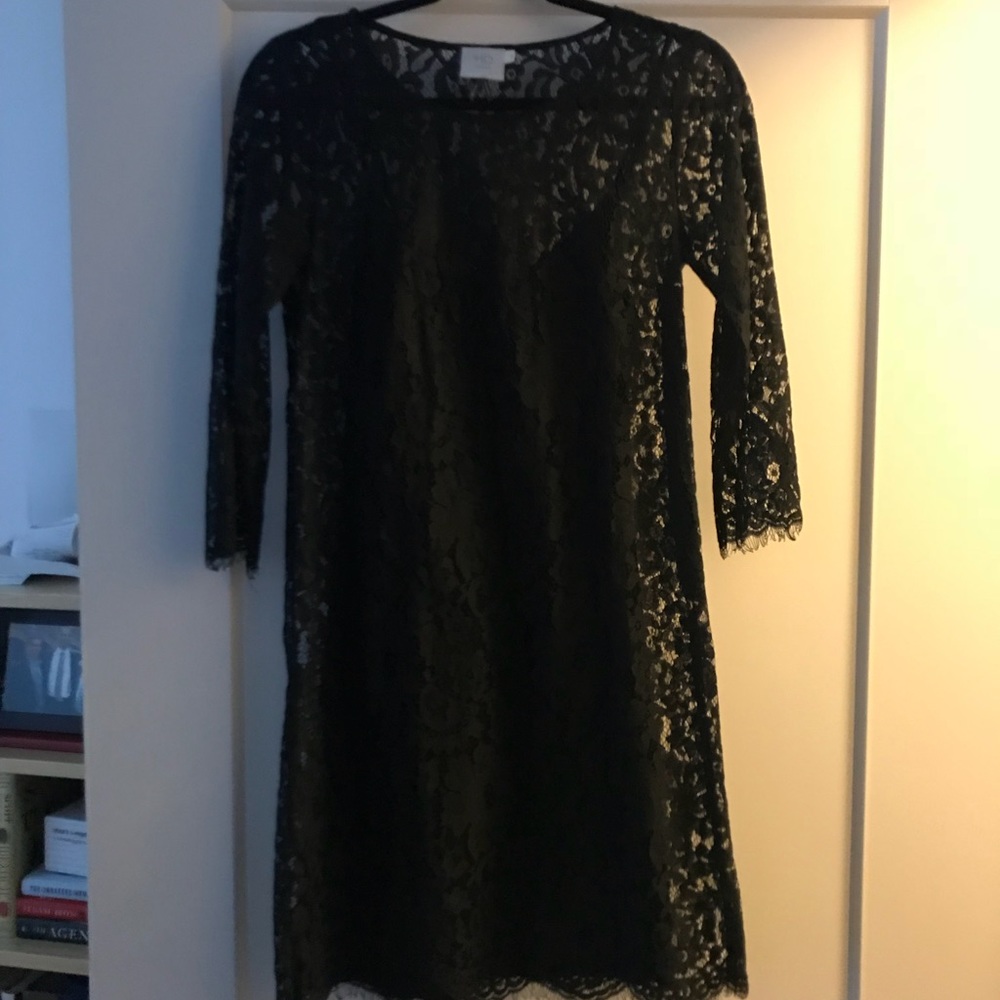 EUC Black lace dress with slip (xS)